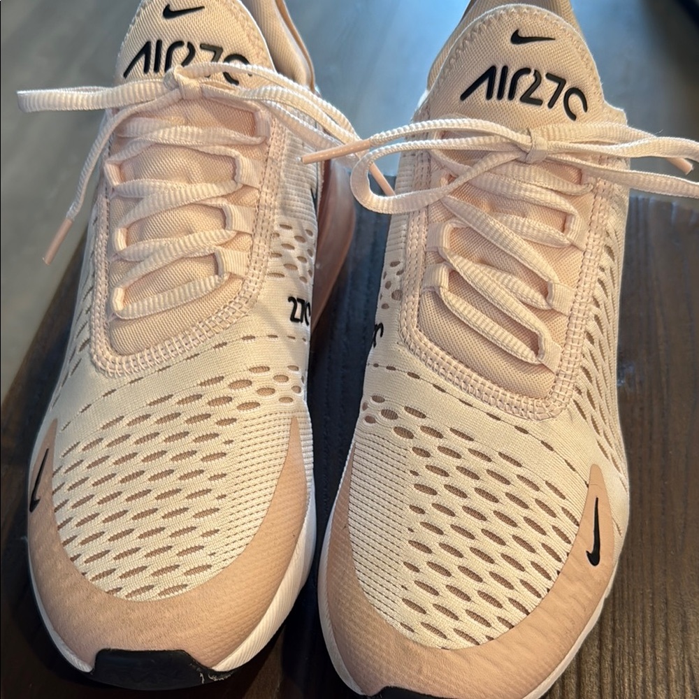 Nike Cream and Black Athletic Shoes with Air Max 270 Design